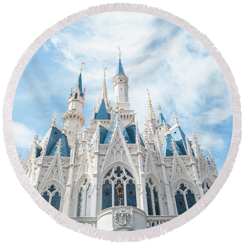 Castle Round Beach Towel featuring the photograph Castle Sky by Pamela Williams