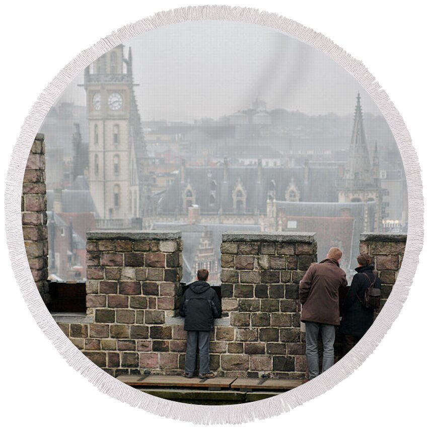 Lawrence Round Beach Towel featuring the photograph Castle View by Lawrence Boothby