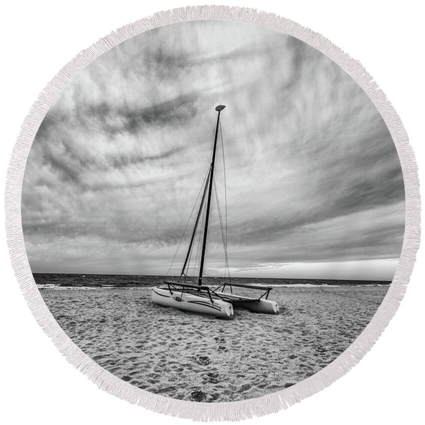 Alabama Round Beach Towel featuring the photograph Catamaran in Orange Beach AL by John McGraw