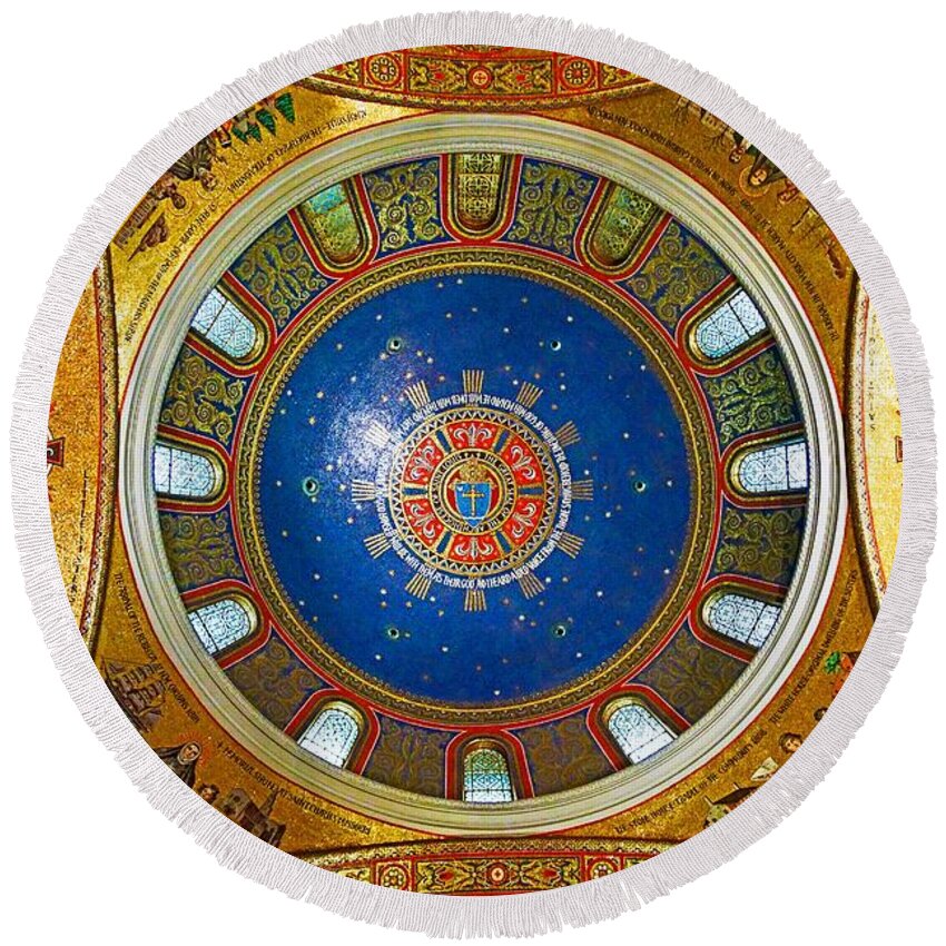 Cathedral Round Beach Towel featuring the photograph Cathedral Basilica of Saint Louis Interior Study 1 by Robert Meyers-Lussier