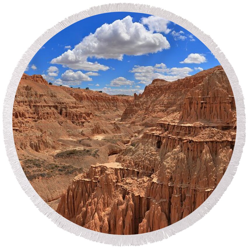 Cathedral Gorge Panorama Round Beach Towel featuring the photograph Cathedral Gorge Medium Panorama by Adam Jewell