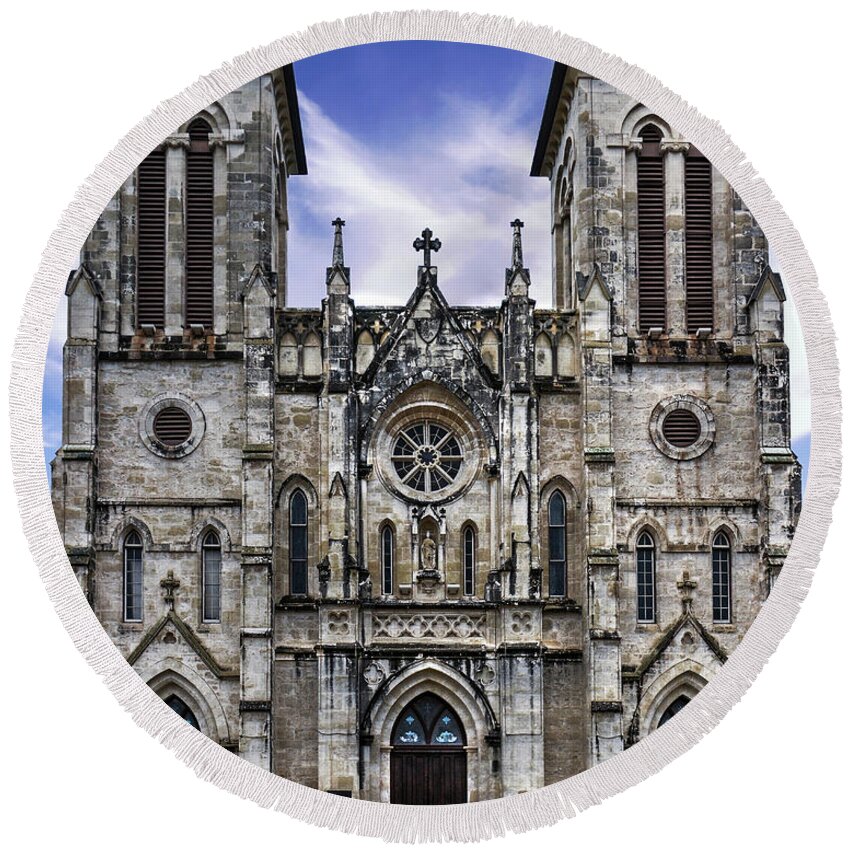 Church Round Beach Towel featuring the photograph Cathedral of San Fernando by David Meznarich