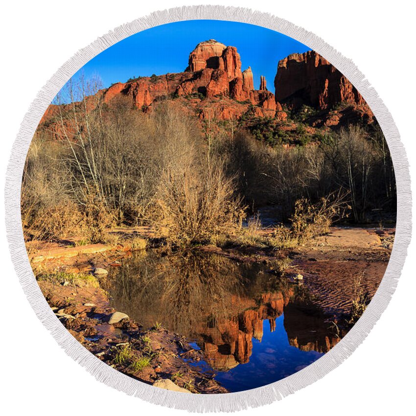 Cathedral Rock Round Beach Towel featuring the photograph Cathedral Rock Arizona by Ben Graham