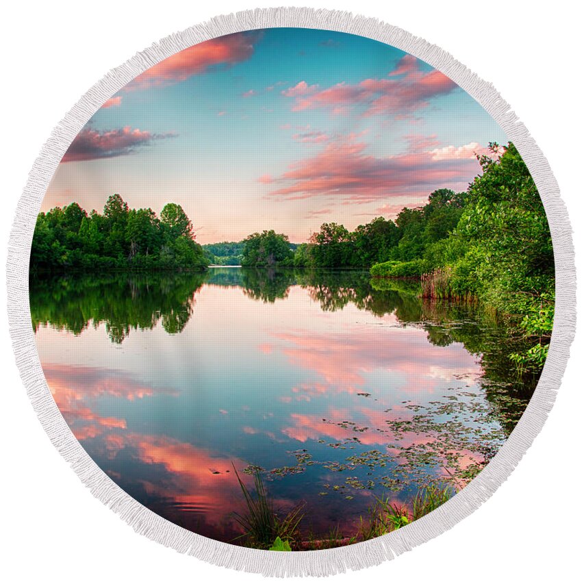 Catheys Creek Round Beach Towel featuring the photograph Cathey's Reflection by Kevin Senter