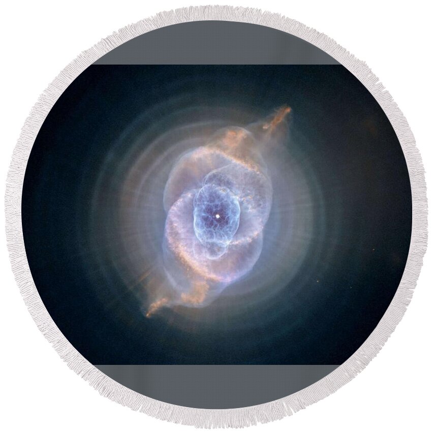 Nebula Round Beach Towel featuring the painting Cat's Eye Nebula 4 by Celestial Images