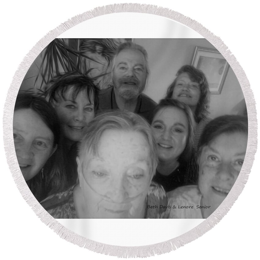 Expressive Round Beach Towel featuring the digital art Celebrating with Friends by Lenore Senior