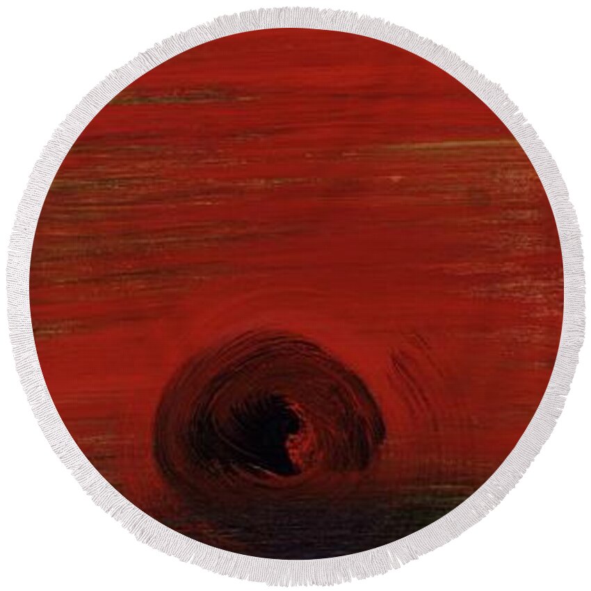 Abstract Round Beach Towel featuring the painting Centered in Love by Angela Bushman