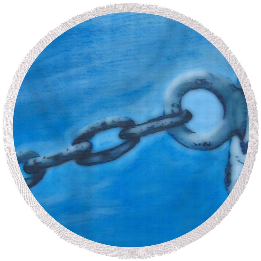Chain Round Beach Towel featuring the digital art Chained 2 by David Bigelow