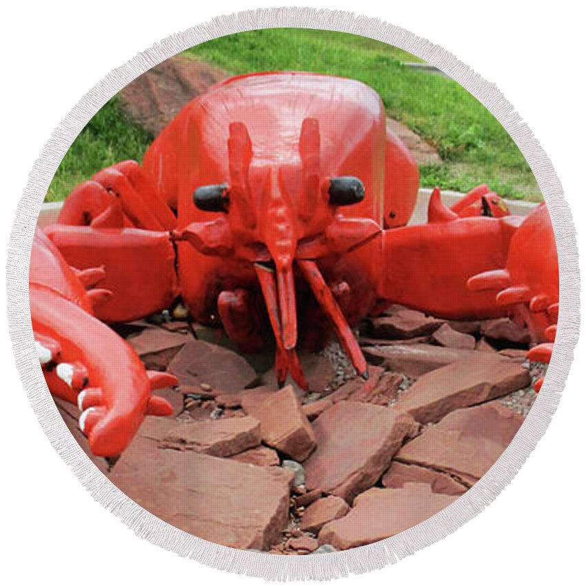 Charlottetown Pei Round Beach Towel featuring the photograph Charlottetown Lobster by Randall Weidner