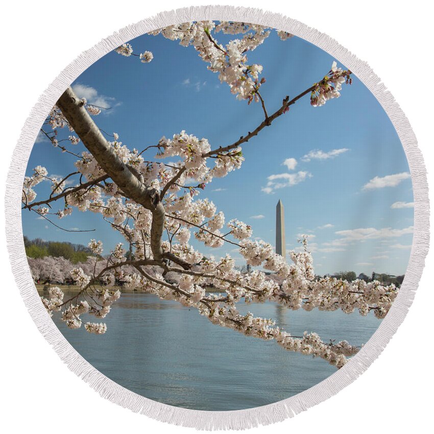 Cherry Blossom Festival Round Beach Towel featuring the photograph Cherry blossom spring by Agnes Caruso