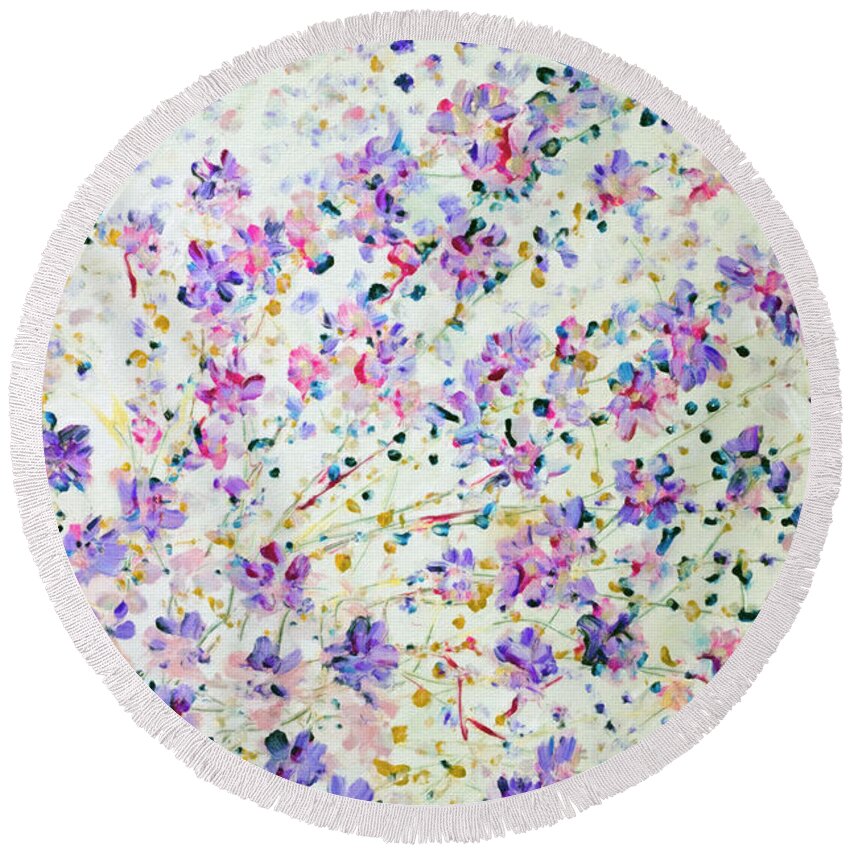 Cherry Blossoms Round Beach Towel featuring the painting Cherry Blossoms by Don Wright