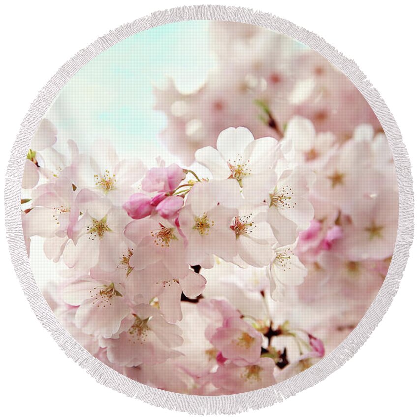 Cherry-blossoms Round Beach Towel featuring the photograph Cherry Blossoms by Sylvia Cook