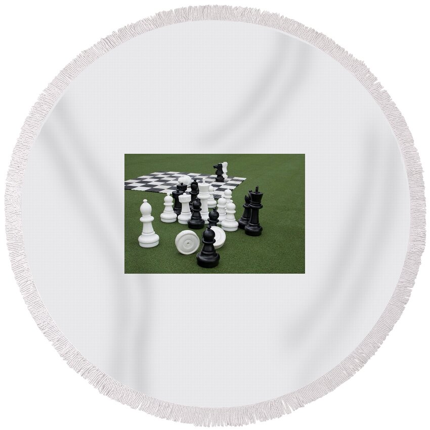 King Round Beach Towel featuring the photograph Chess Pieces by Caroline Stella