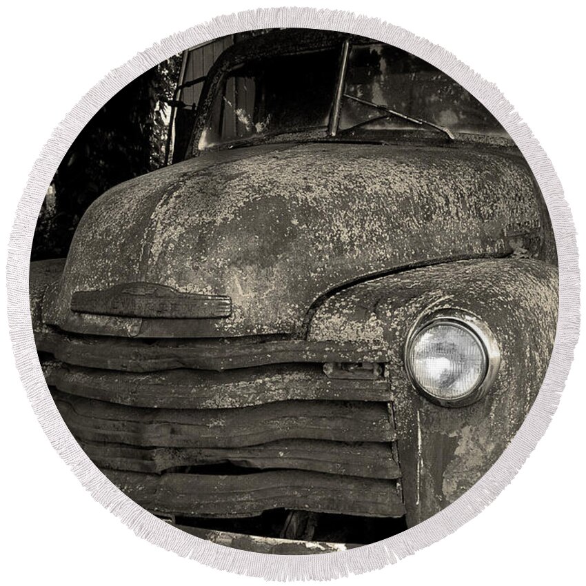 Truck Round Beach Towel featuring the photograph Chevy 3100 by Mike Eingle