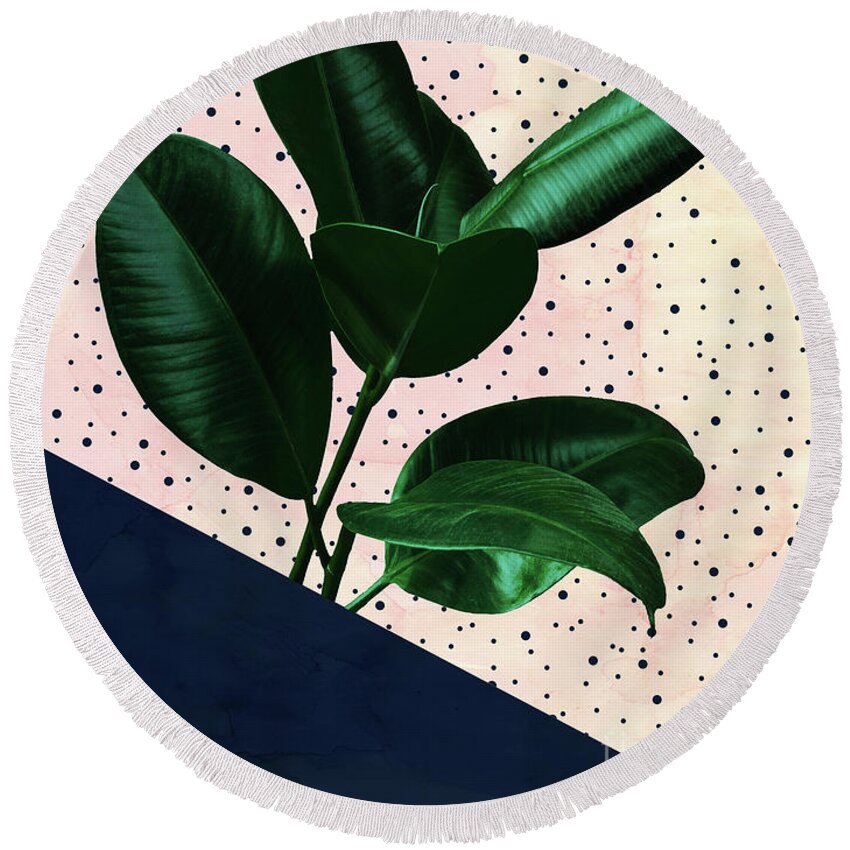 Chic Round Beach Towel featuring the mixed media Chic Jungle by Emanuela Carratoni