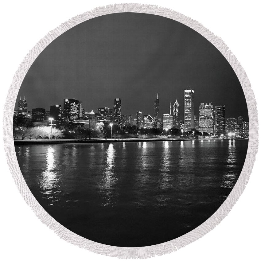 Chicago Round Beach Towel featuring the photograph Chicago Skyline by Dennis Richardson