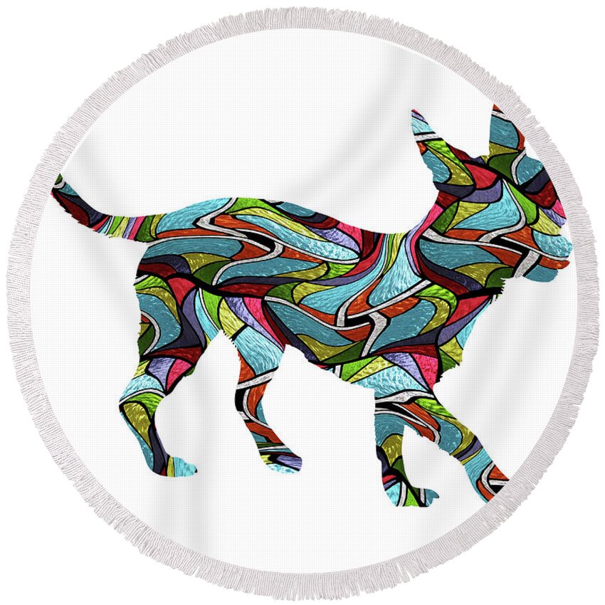 Chihuahua Round Beach Towel featuring the digital art Chihuahua Spirit Glass by Gregory Murray