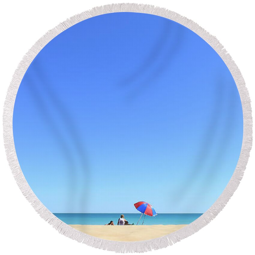 Chilling Round Beach Towel featuring the photograph Chilling at Cable Beach by Chris Cousins