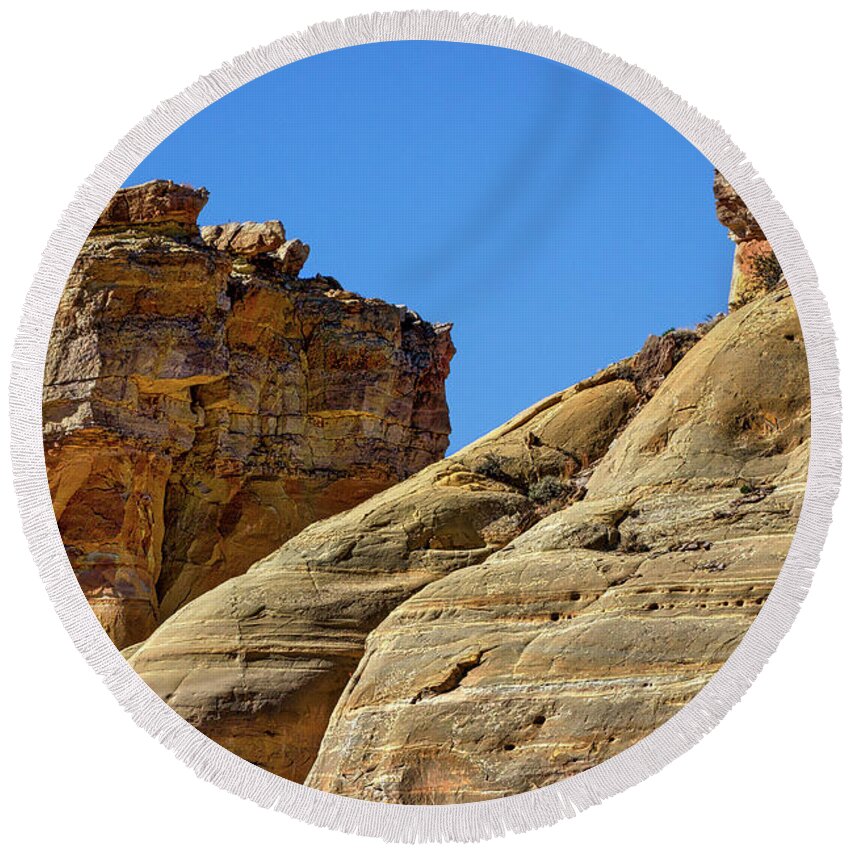 New Mexico Round Beach Towel featuring the photograph Chimney Rock - New Mexico by Stuart Litoff