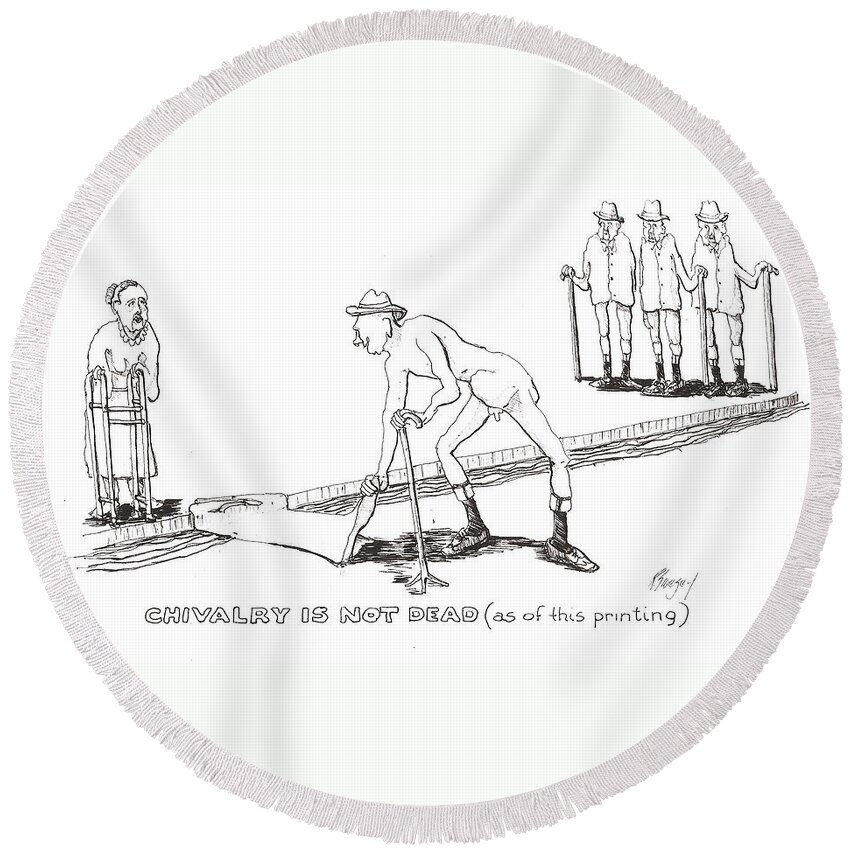 Chivalry Round Beach Towel featuring the drawing Chivalry by R Allen Swezey
