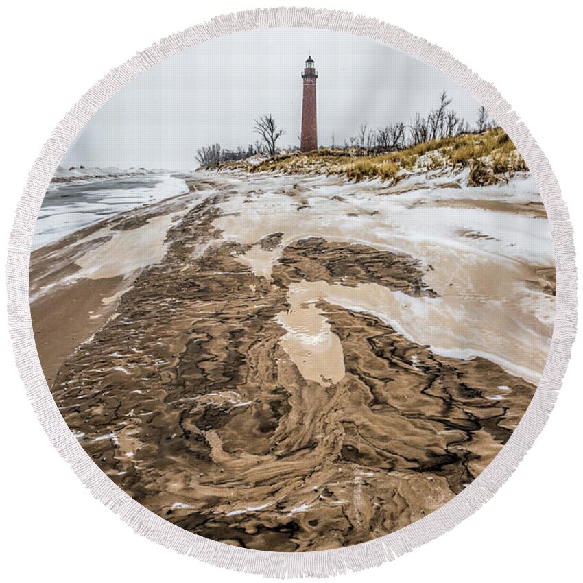 Lighthouse Round Beach Towel featuring the photograph Chocolate Swirl by Joe Holley
