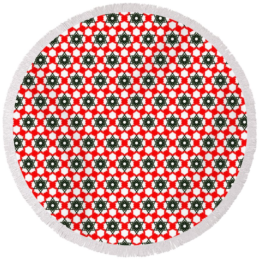 Christmas Round Beach Towel featuring the digital art Christmas Paper Pattern by Becky Herrera