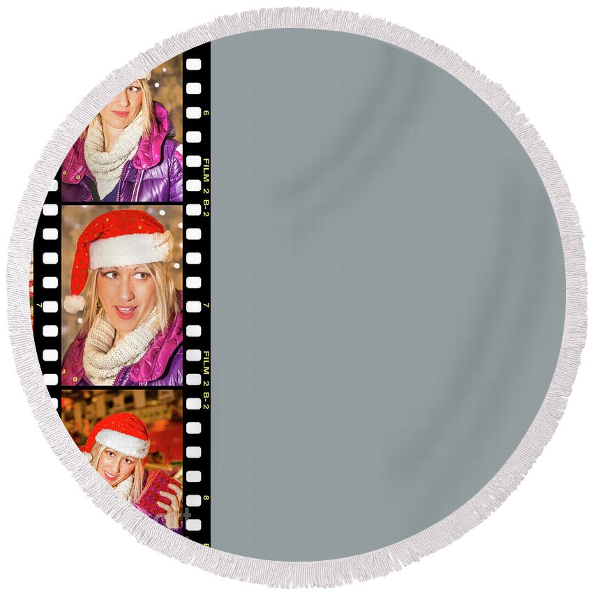 Beautiful Round Beach Towel featuring the photograph Christmas Shopping by Benny Marty
