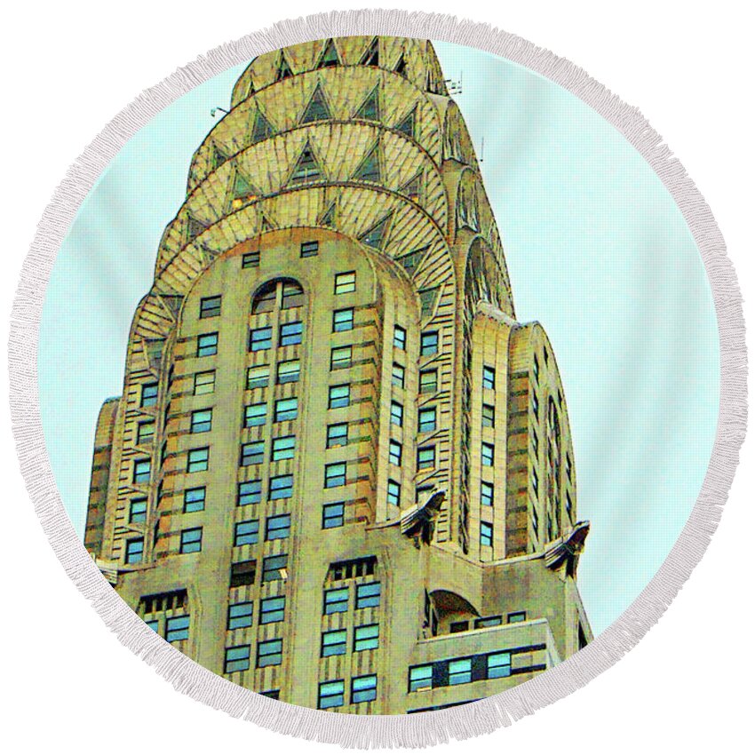  Round Beach Towel featuring the digital art Chrysler Building by Darcy Dietrich