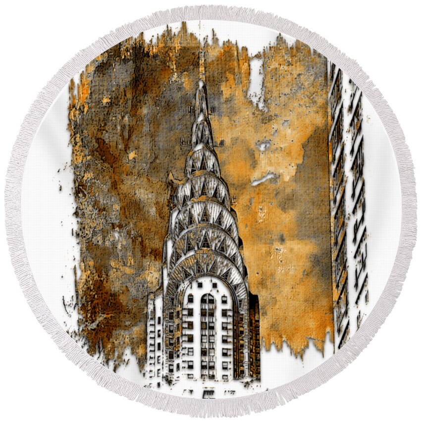 Earthy Round Beach Towel featuring the photograph Chrysler Spire Earthy 3 Dimensional by DiDesigns Graphics