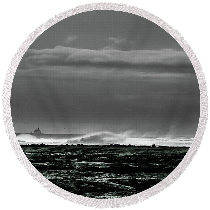Coast Round Beach Towel featuring the photograph Church By The Sea by Geoff Smith