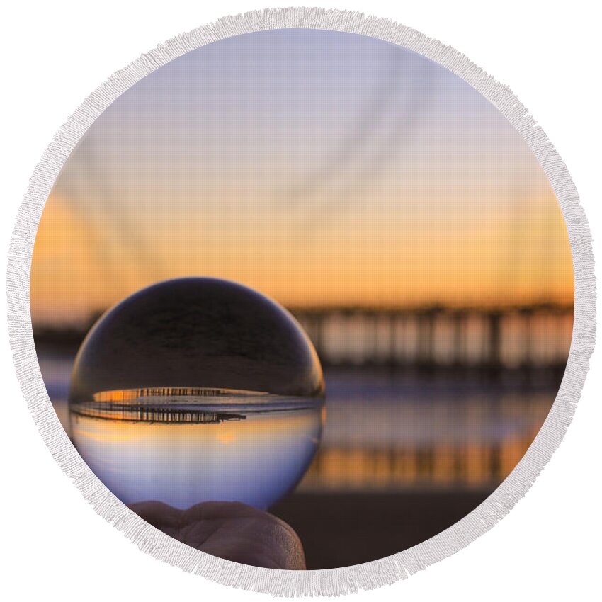 Capitola Round Beach Towel featuring the photograph Circles by Lora Lee Chapman