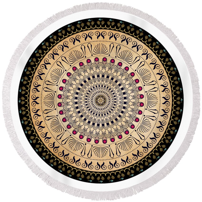 Mandala Round Beach Towel featuring the digital art Circularium No 2637 by Alan Bennington