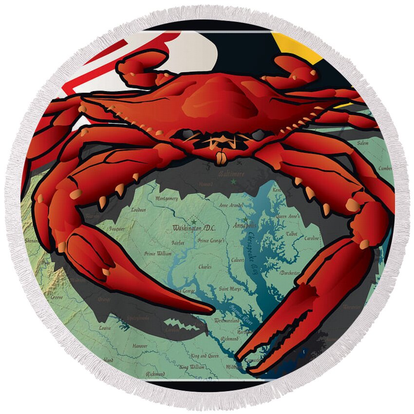 Crab Round Beach Towel featuring the digital art Citizen Crab of Maryland by Joe Barsin