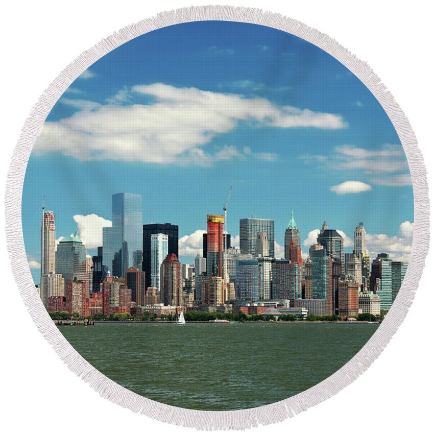 City Round Beach Towel featuring the photograph City - New York NY - The New York skyline by Mike Savad