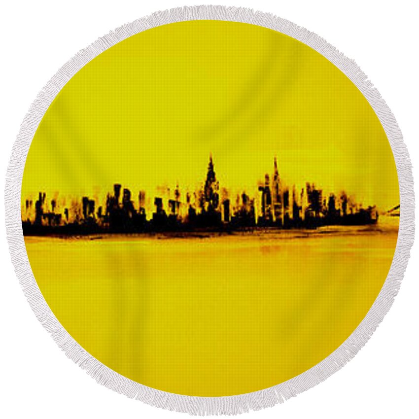 Art Round Beach Towel featuring the painting City Of Gold by Jack Diamond