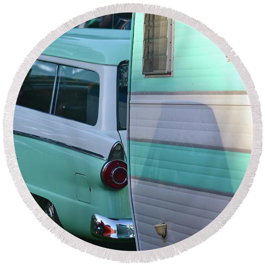  Round Beach Towel featuring the photograph Classic Camper by Dean Ferreira