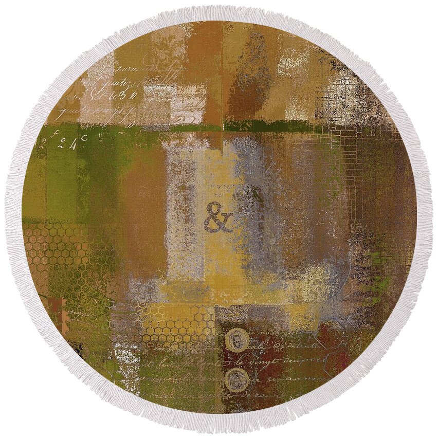Abstract Round Beach Towel featuring the digital art Classico - s0309b by Variance Collections