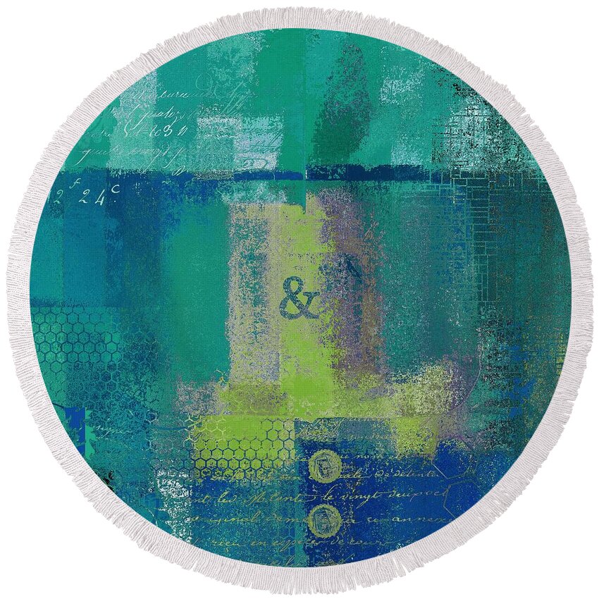 Blue Round Beach Towel featuring the digital art Classico - s03c04 by Variance Collections