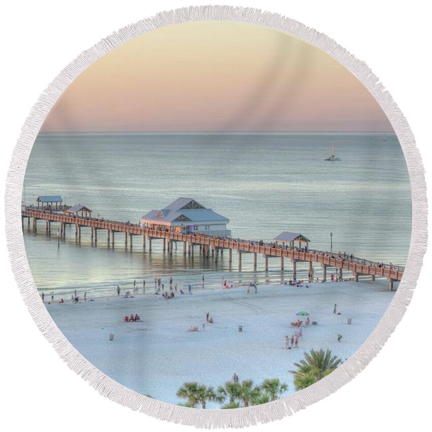 Florida Round Beach Towel featuring the photograph Clearwater Beach by Paul Schultz