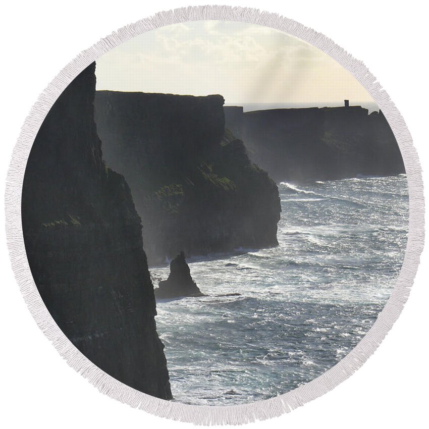 Travel Round Beach Towel featuring the photograph Cliffs of Moher 1 by Mike McGlothlen