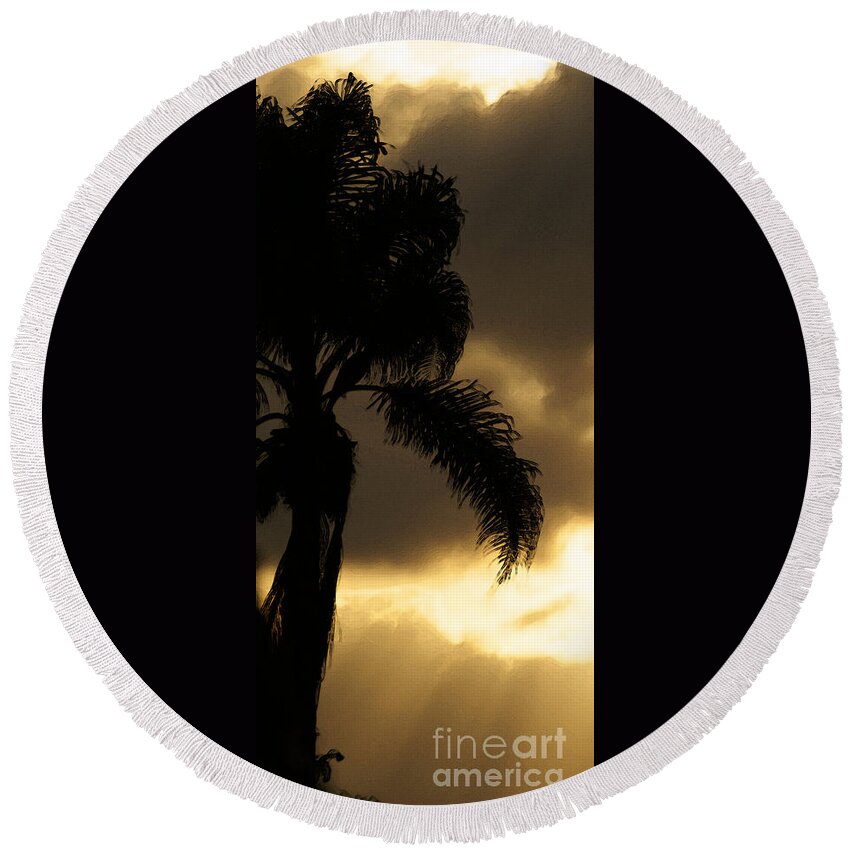 Palm Round Beach Towel featuring the photograph Cloud Break by Linda Shafer