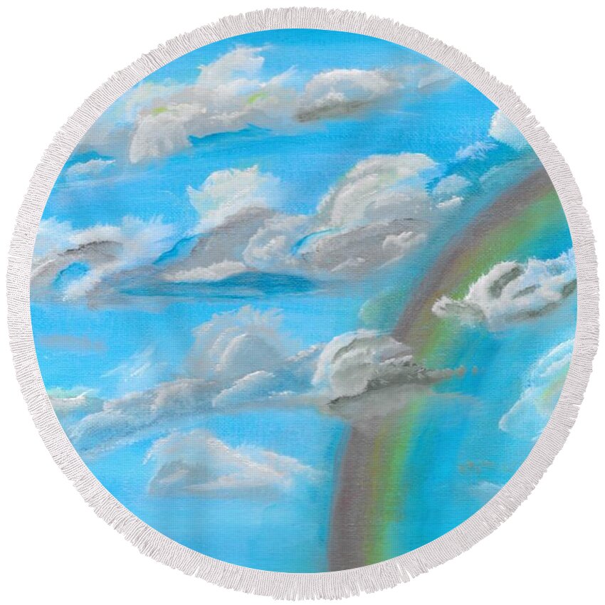 Clouds Round Beach Towel featuring the painting Cloud Busting by David Bigelow