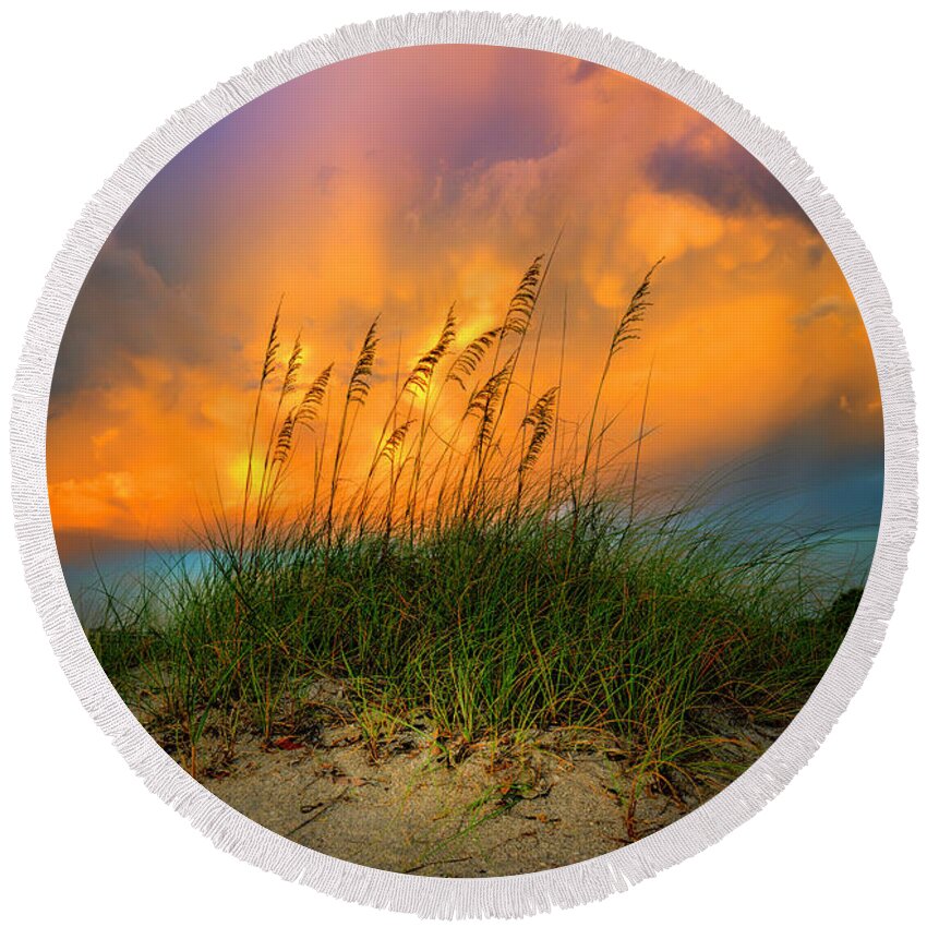 Ocean Round Beach Towel featuring the photograph Cloud Colors by Marvin Spates