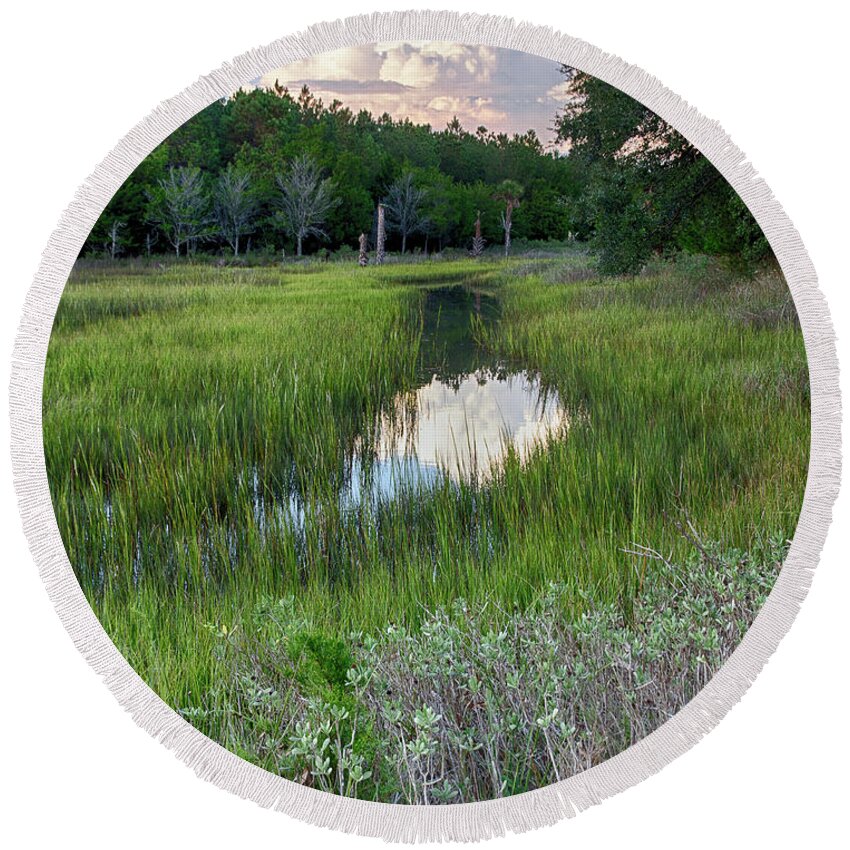 Seabrook Island Round Beach Towel featuring the photograph Cloud Over Marsh by Patricia Schaefer