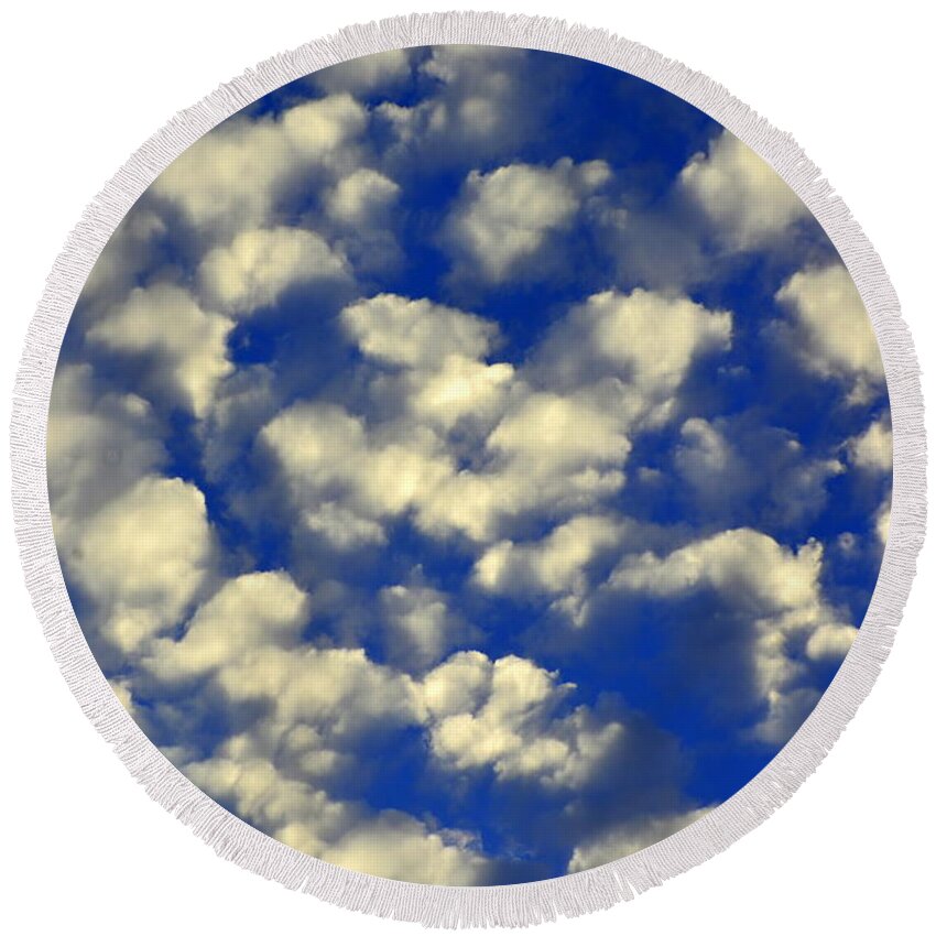 Clouds And Sky Round Beach Towel featuring the photograph Clouds And Sky by Lisa Wooten