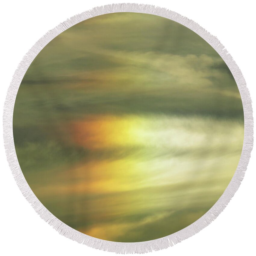 Clouds Round Beach Towel featuring the digital art Clouds And Sun by Kathleen Illes