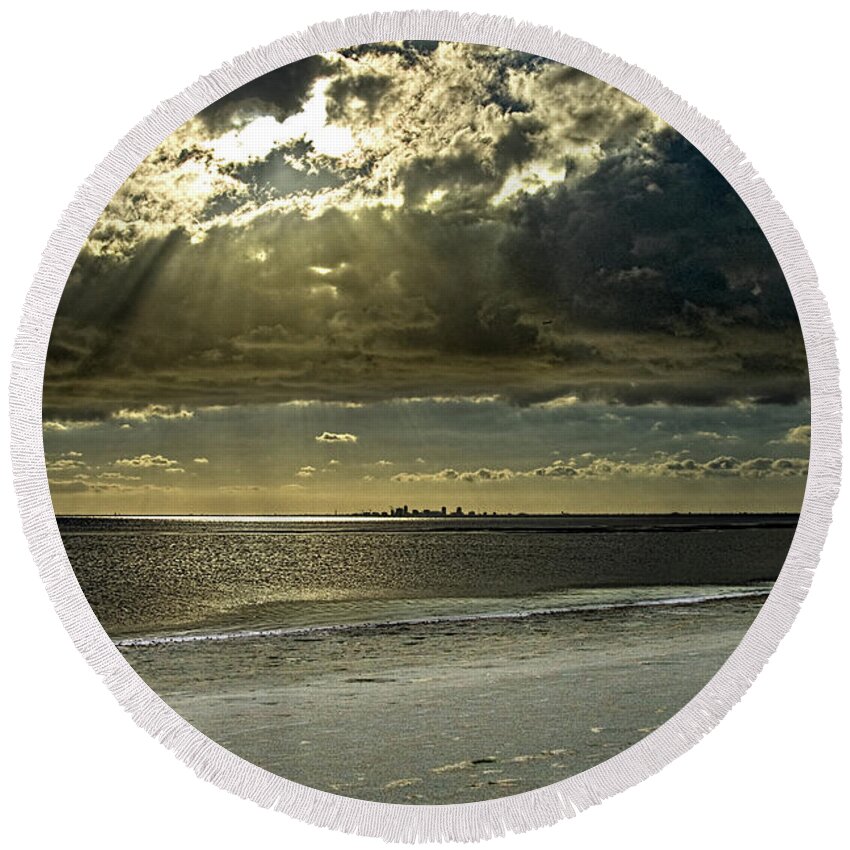 Beach Round Beach Towel featuring the photograph Clouds Over The Bay by Christopher Holmes