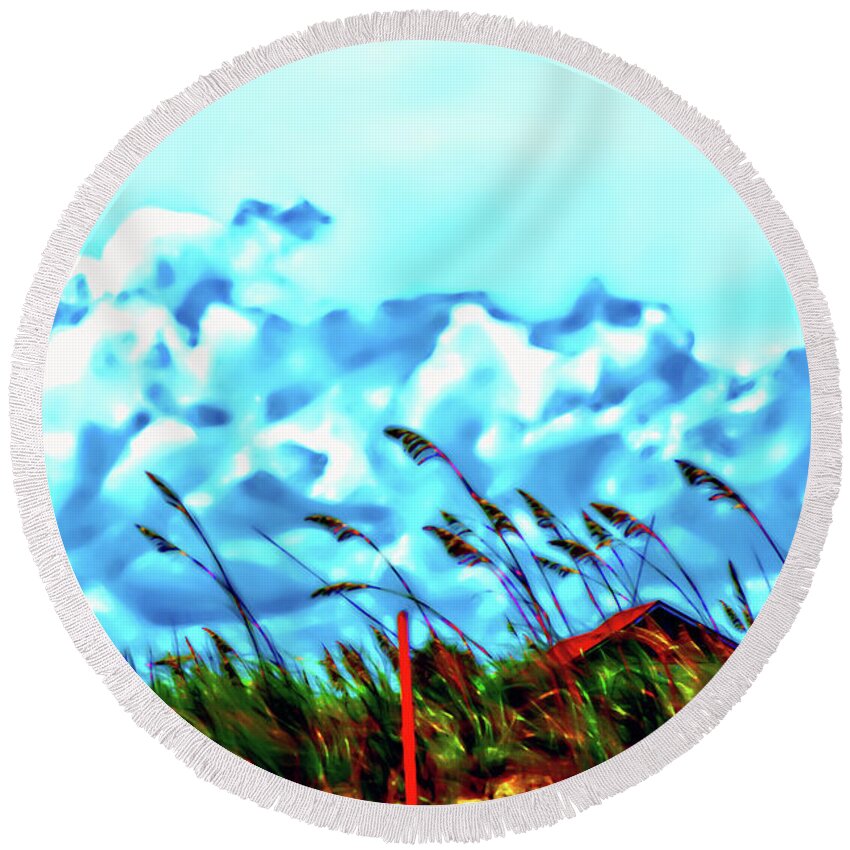Clouds Round Beach Towel featuring the photograph Clouds Over Vilano Beach by Gina O'Brien