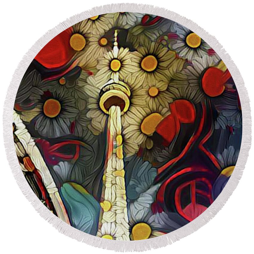 Daisies Round Beach Towel featuring the photograph CN Tower Pushing Up Daisies by Nina Silver