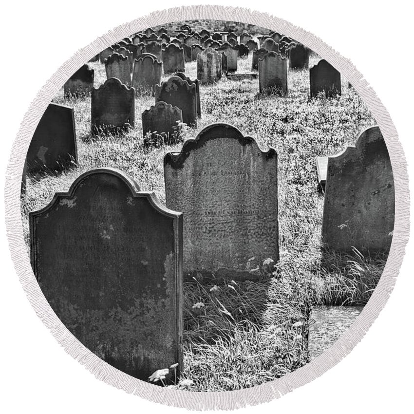 Grave Round Beach Towel featuring the photograph Coast - Whitby Graveyard by Esoterica Art Agency